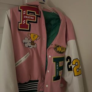 Leather varsity jacket